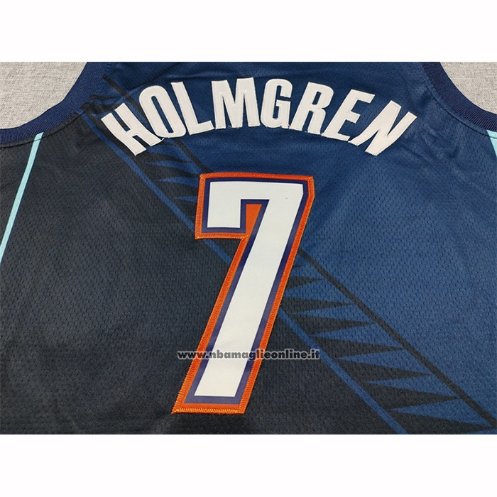 Maglia Oklahoma City Thunder Chet Holmgren No 7 Citta 2025-26 Blu